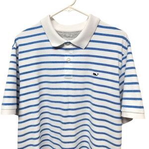 Vineyard Vines Men's Blue‎ Striped Polo Shirt Size Xl